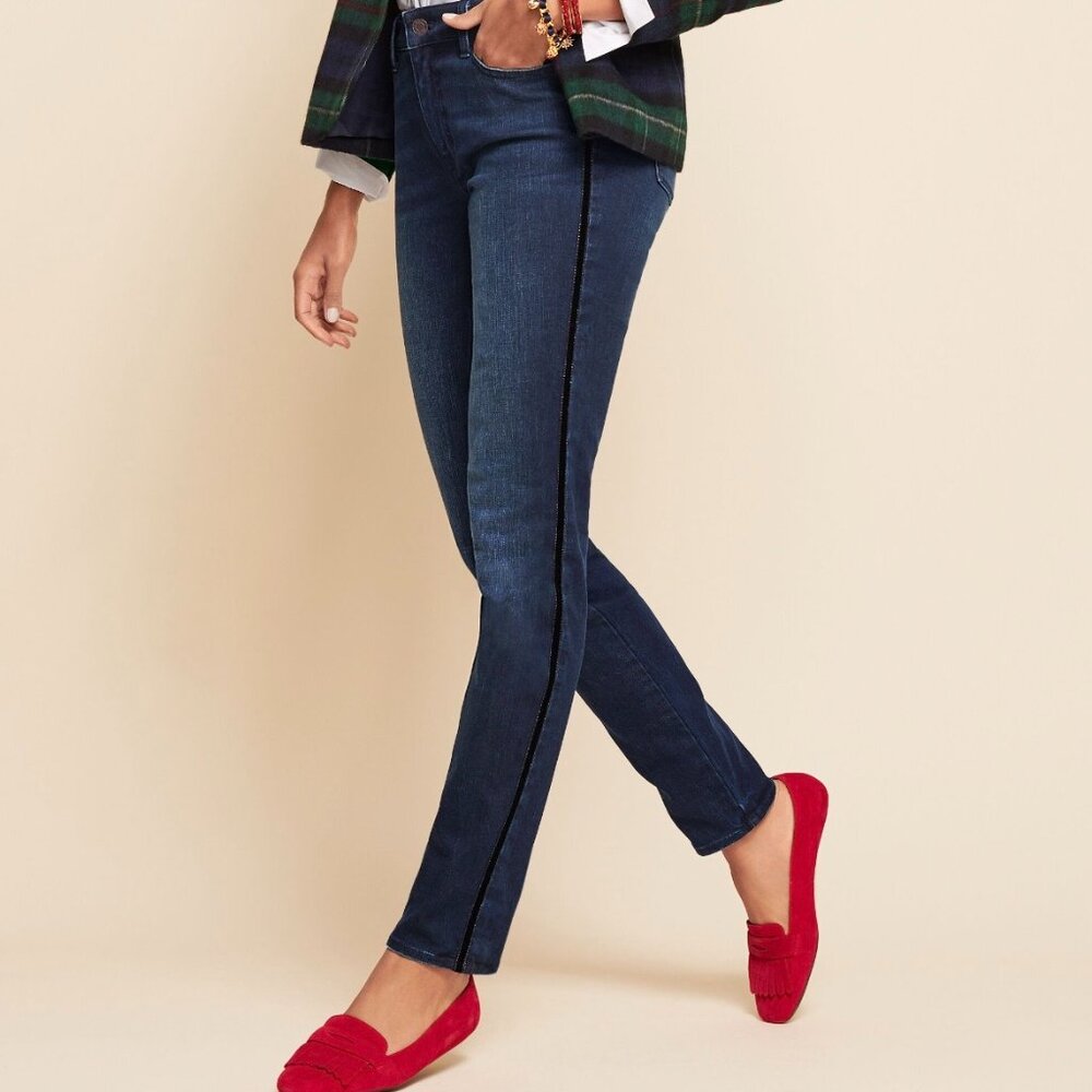 Talbots Flawless Slim Ankle Velvet Stripe Jeans, Size 16W